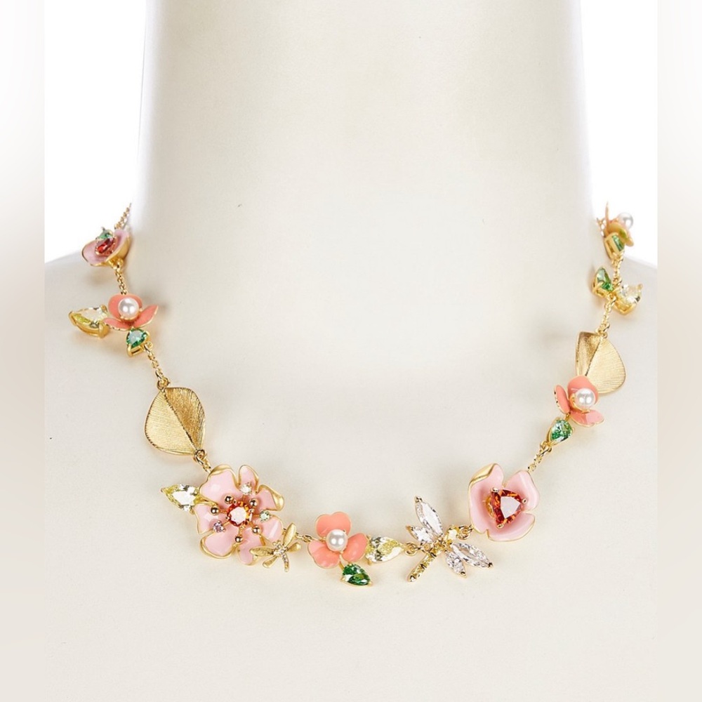 Kate Spade  Bloom In Color Pearl and Rhinestone Scatter Collar Necklace